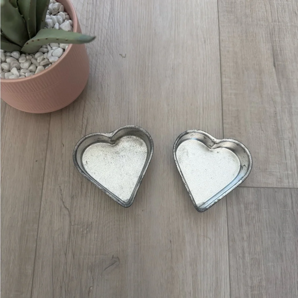 Vintage mini Heart cake pans set of two